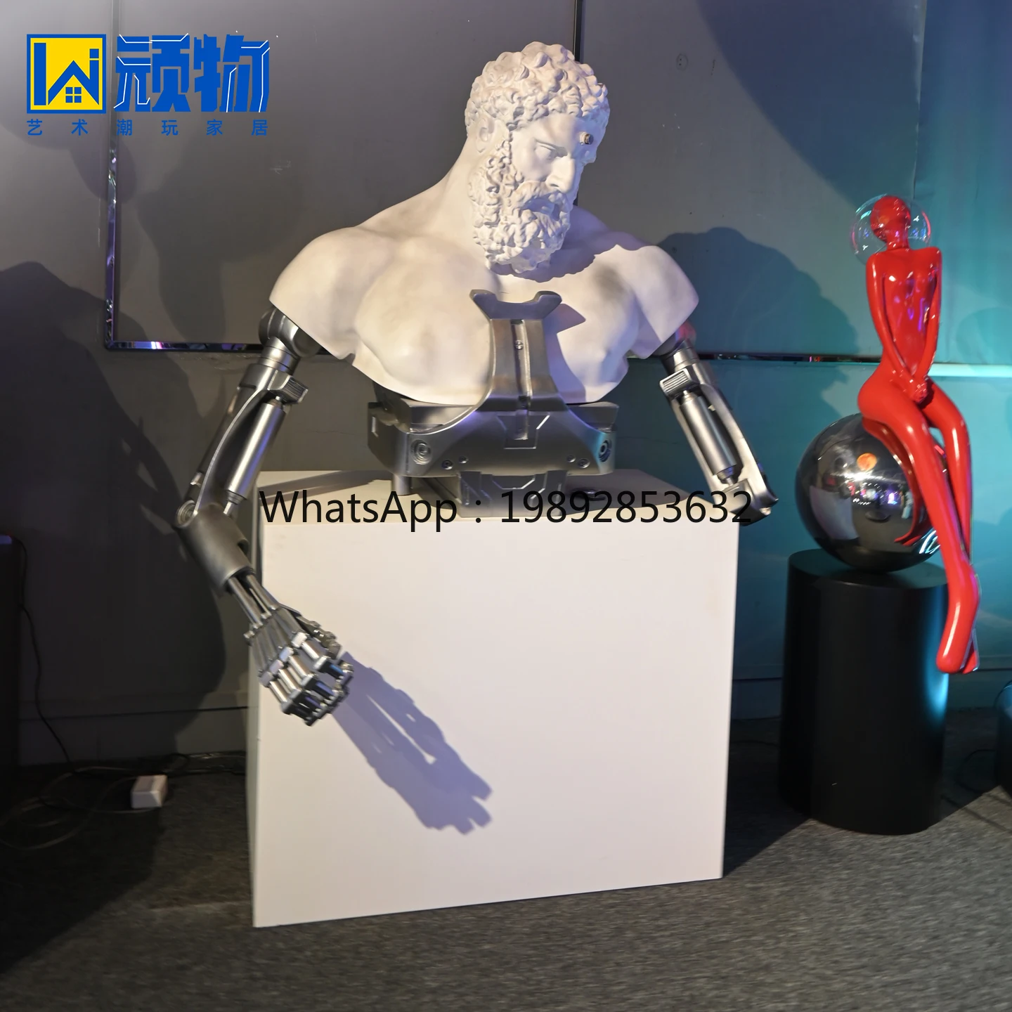 LYY الإبداعية العصرية الميكانيكية هرقل النحت Cyberpunk الألياف الزجاجية الإنترنت المشاهير الجدار زينة زخرفية #3