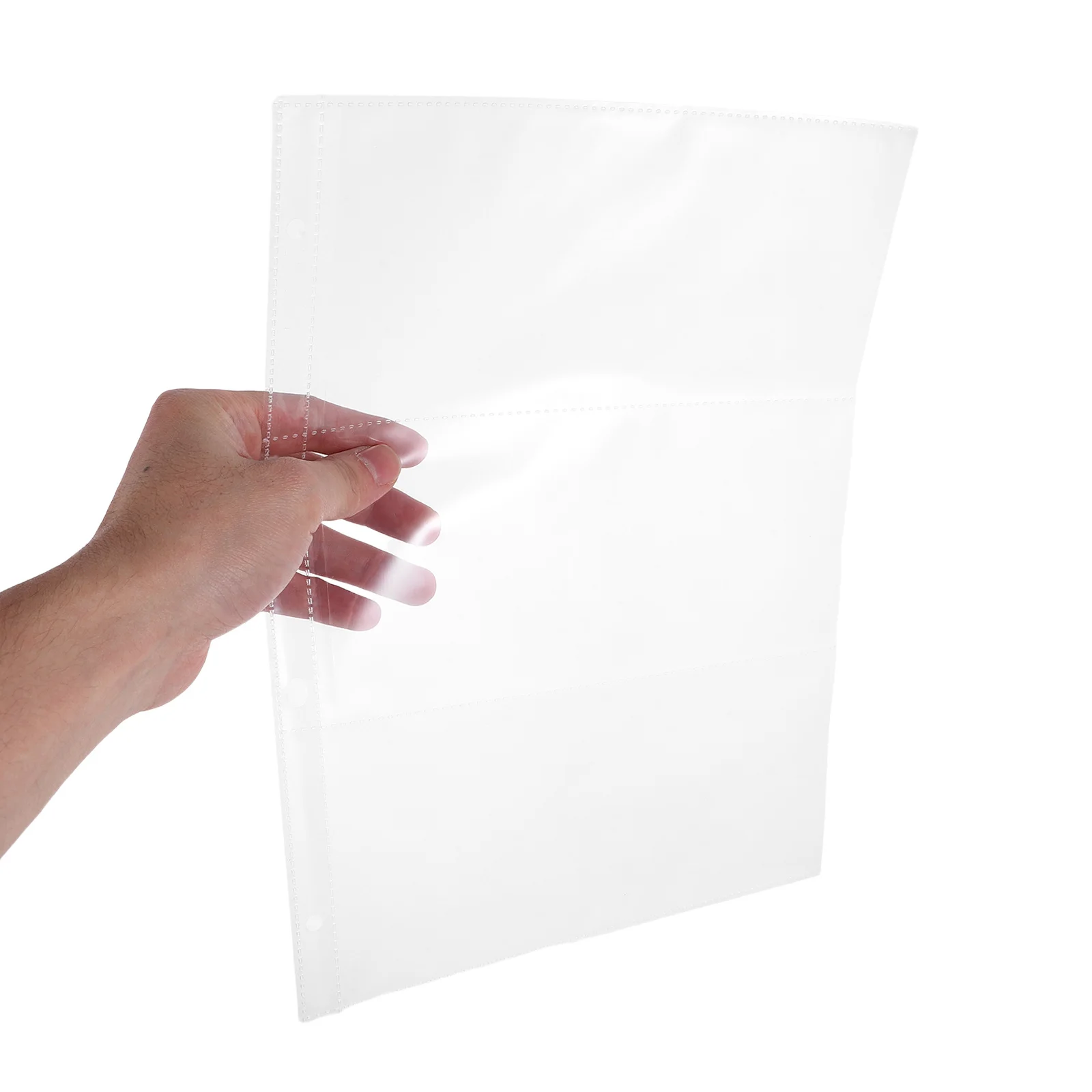 

40Pcs Transparent Refill Currency Pages PVC Clear 3-Pocket 4-Hole Sheets for Banknote Stamp Invoice Organizer Archival Storage