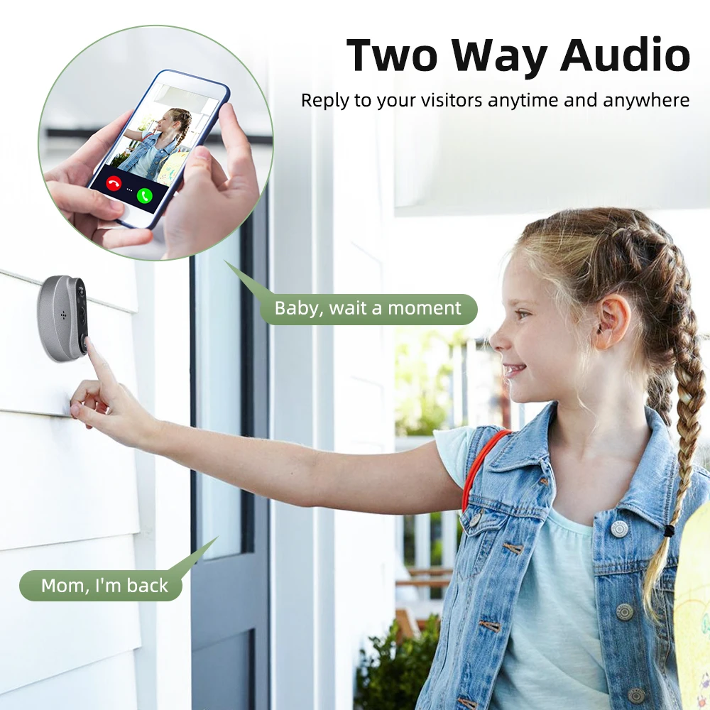 Sectyme Smart Tuya 1080P WiFi Peephole Door Alexa Google Announcement Live View Audio Video PIR FHD Infrared Digital Doorbell