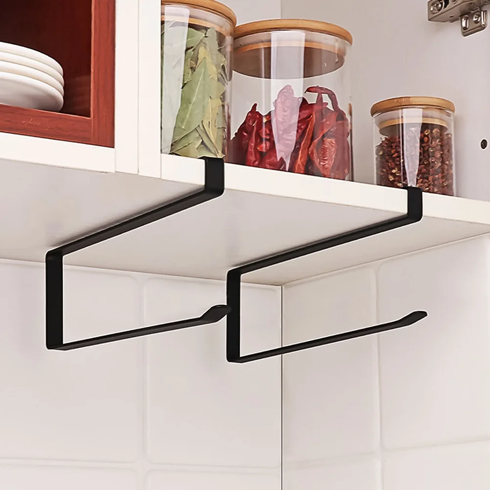 2pcs Household Roll Paper Rack Kitchen Towel Holder Under Cabinet Roll Paper Rack Iron Roll Paper Rack