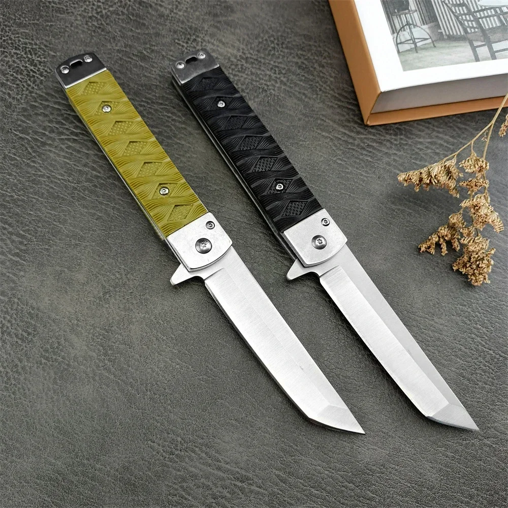 

NEW Z04 Folding Pocket Knife Hunting Cutting Knife Tanto 440c Blade Nylon Fiber Handle Outdoor EDC Survival Hiking Knives