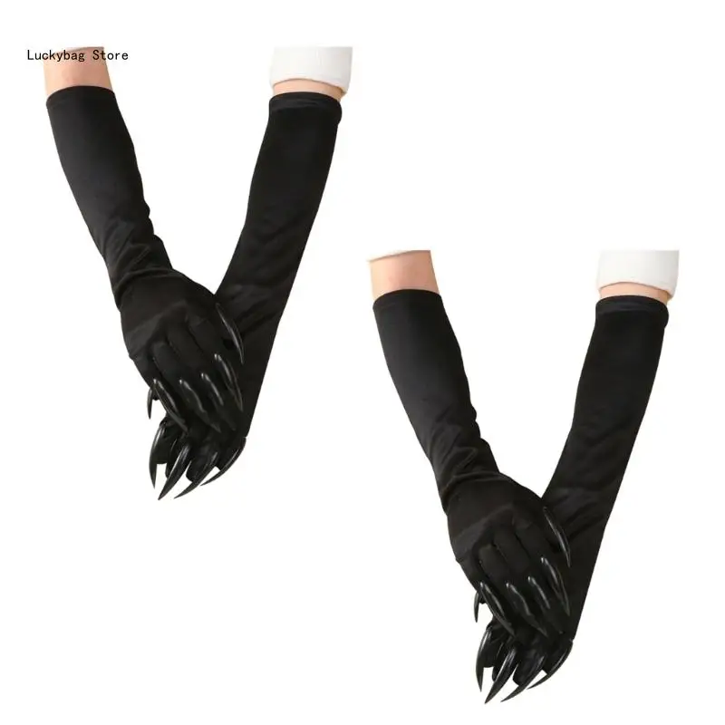 

2 Pair Frightening Claw Gloves Funny Cosplay Party Wolf Long Nails Witches Fingernails Claw Gloves Dress Up