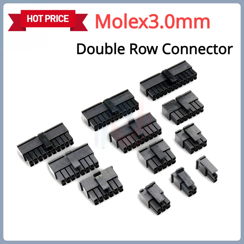 

20Pcs Molex3.0mm Spacing Double Row Connector Joint 43025 Plug Small 5557 Male Rubber Housing 2P 4P 6P 8P 10P