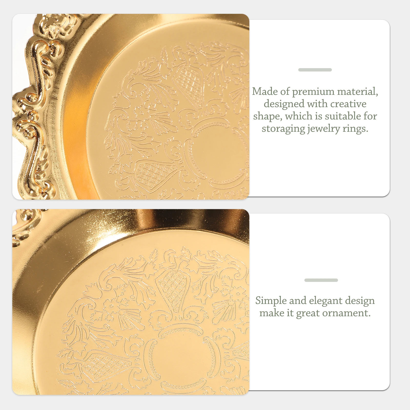 

Retro Tray Food Serving Golden Elegant Copper Plate Home Gift Jewelry Jewelry Storage Dish Plate Copper