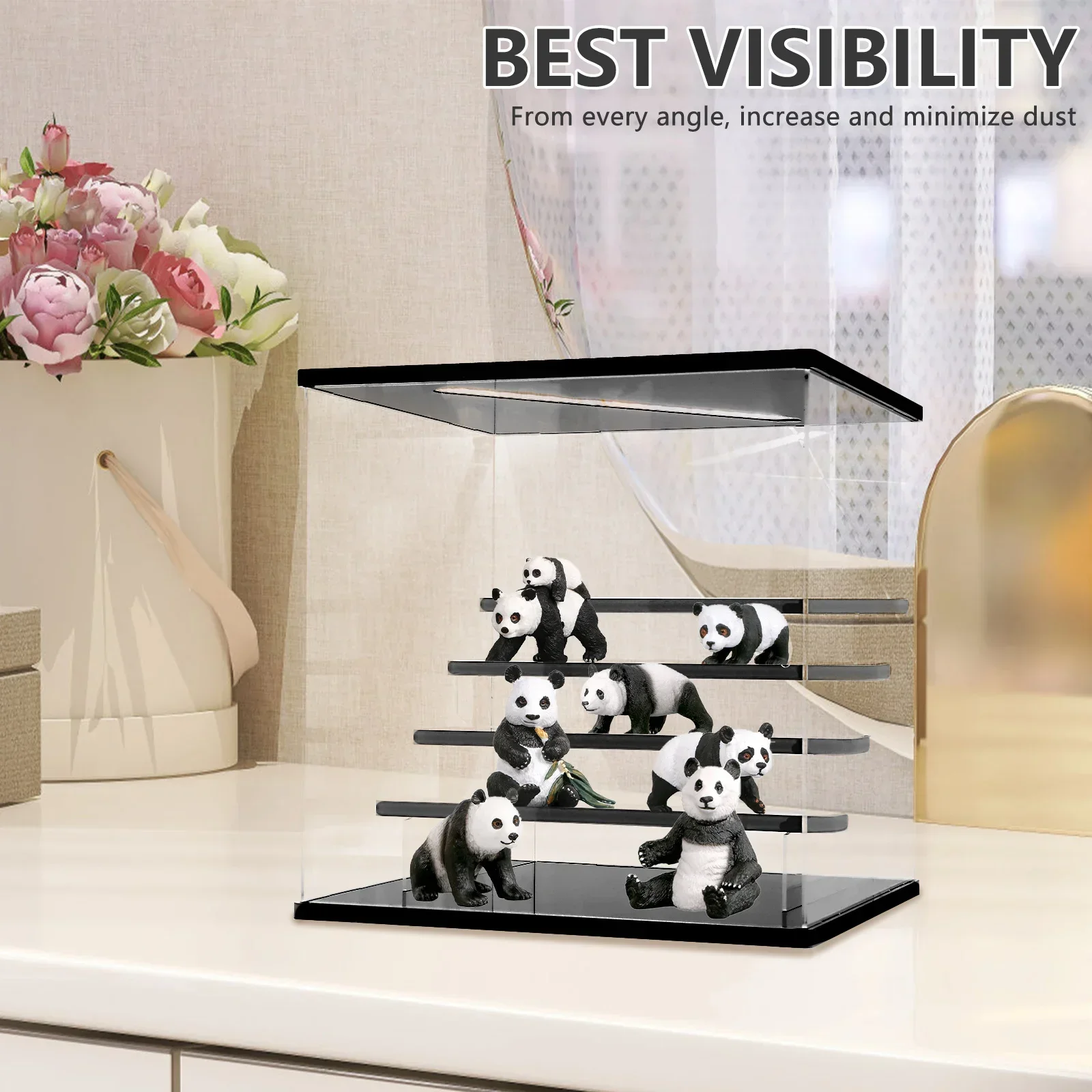 3/5 طبقات رف شاشة أكريليك صندوق أعمى شفاف عرض مصباح ليد سلم اليدوية أنيمي نموذج سيارة خزانة الغبار