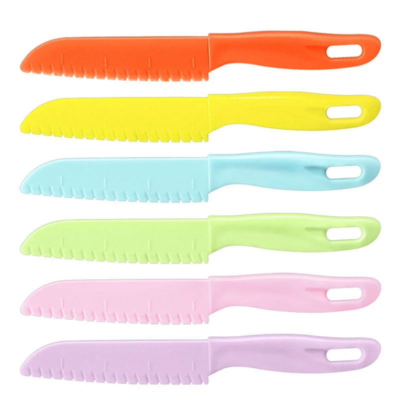 1/2/5Pcs Kids Knife Plastic Fruit Sawtooth Cut Safe Kitchen Toddler Chef Bread Lettuce Cooking Paring DIY Children\'s Knife Kids