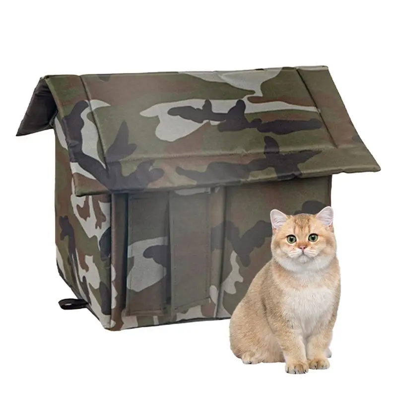 All Season Cat House Semi-Enclosed Chic Winter Outdoor Cat House Windproof Waterproof  Outdoor Warm Shabby Cat Shelter