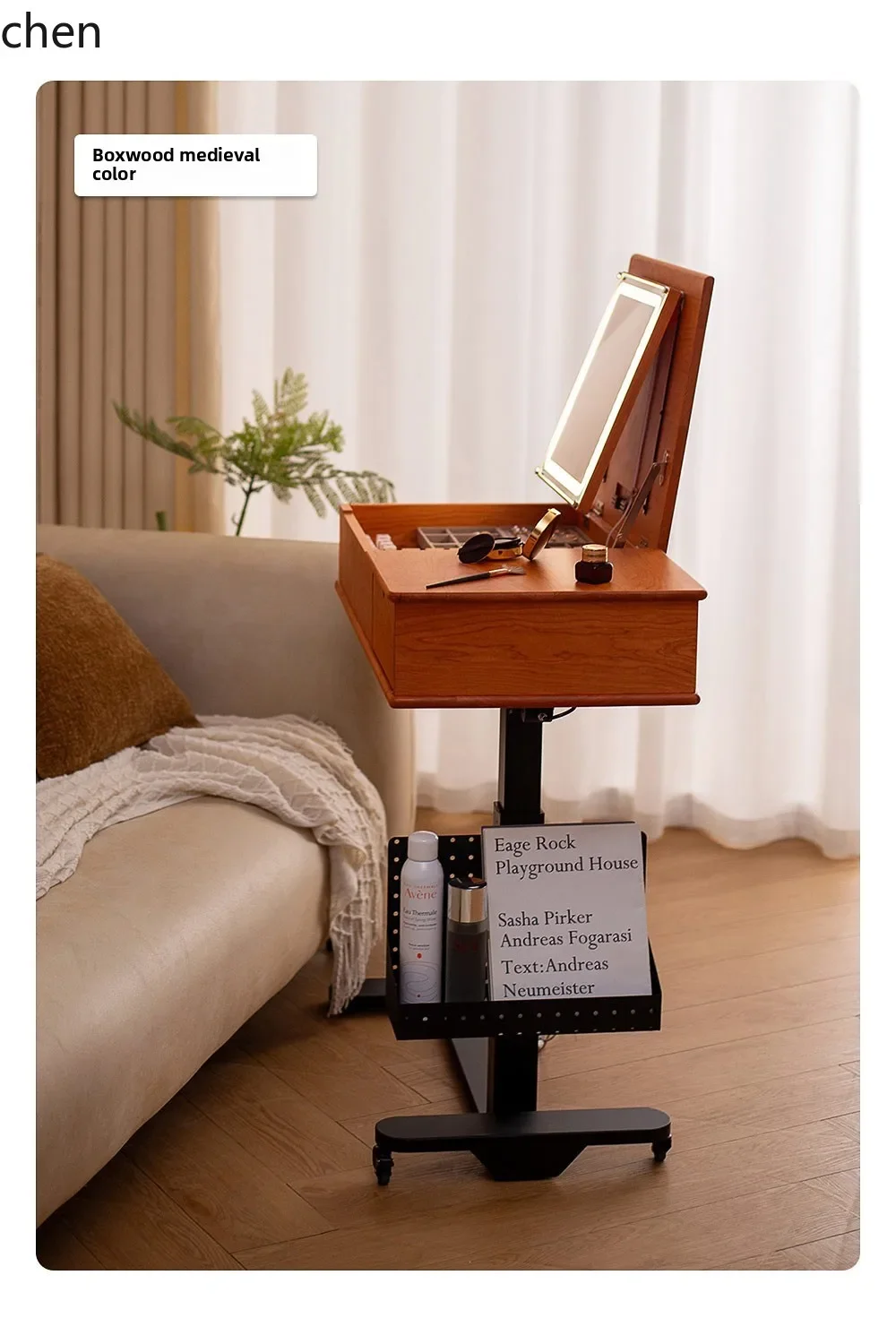bedside makeup table removable small apartment solid wood flip dresser modern simple makeup table