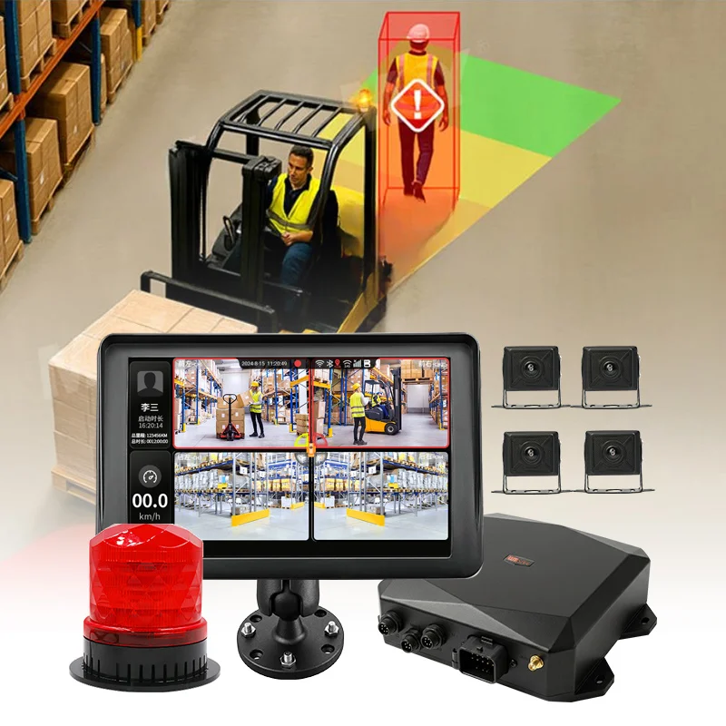 Forklift Collision Avoidance System with AI Camera Voice Alert for Warehouse Factory Logistics Yard Container Handling