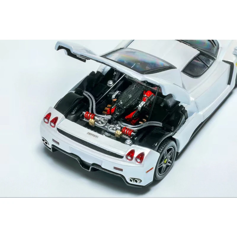 PreSale KING 1:64 Enzo Metal WHITE Openable Hood Diecast Diorama Car Model Collection Miniature Toys