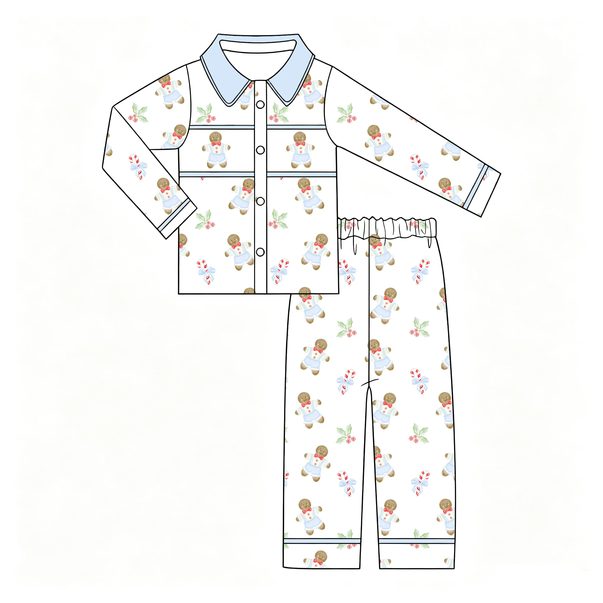 Thanksgiving Turkey and Pumpkin Blue Stripe Print Boys and Girls Long Sleeve Pants Boutique Set and Romper view 2
