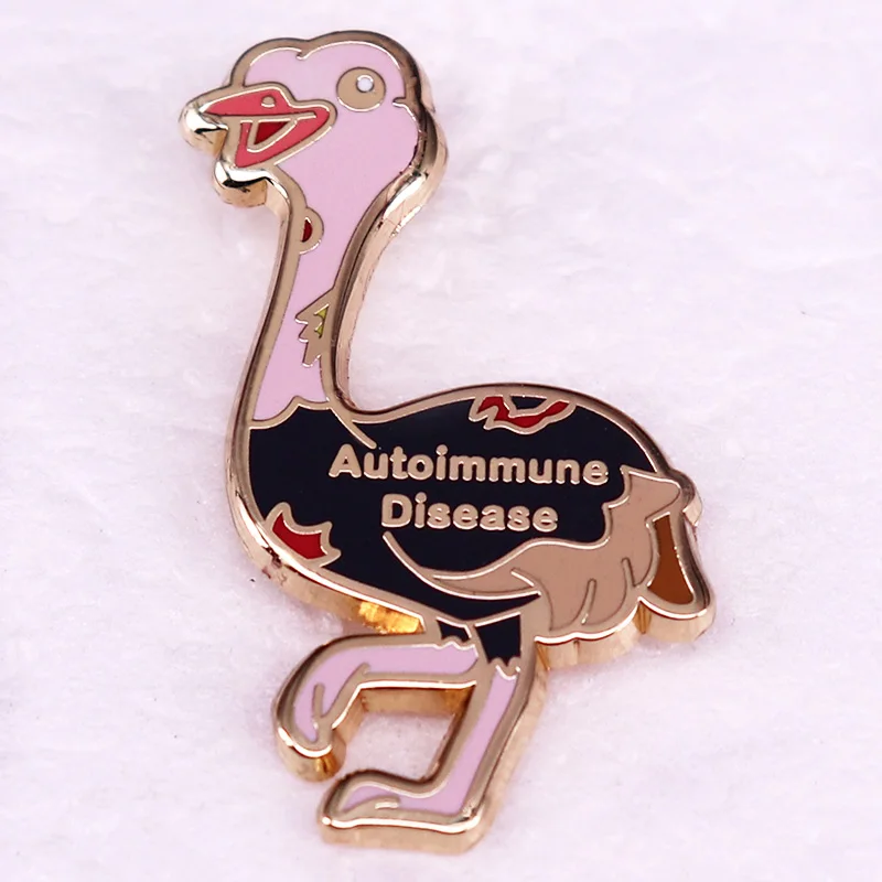 Autoimmune Disease flamingo Enamel pin kawaii cute animal metal Badge fashion jewelry Accessories