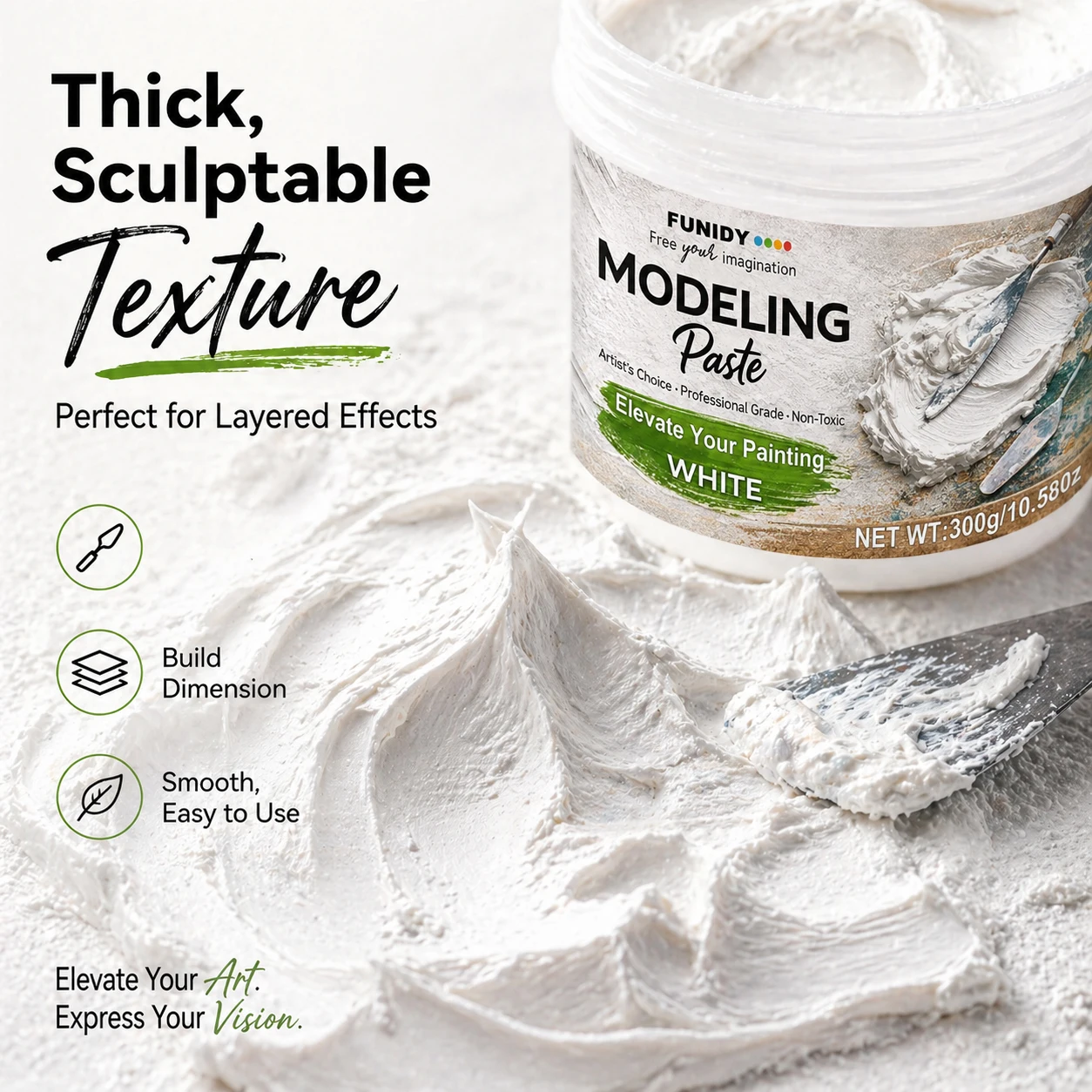 Acrylic Texture Paste 300g/600g, White Modeling Paste for Granular 3D Texture Effects, Art Decoration and DIY Crafts