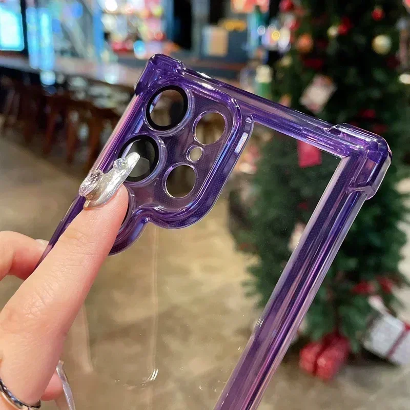 Роскошный прозрачный чехол для Samsung Galaxy S24 S23 S22 Ultra Plus S23 FE, мягкий защитный чехол-бампер для камеры, прозрачный жесткий акриловый чехол