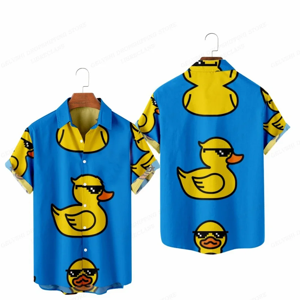 Funny Duck Shirts Hawaiian Shirts Men Women Fashion Beach Oversized Shirts Mens Professional Lapel Shirts Animal Camisas Boys Cl