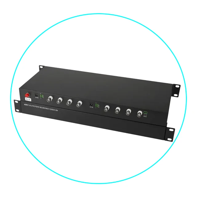 Fiber Converter 8 Channel 1080P AHD CVI TVI Coaxial Fiber Optic Video Media Converter IP Camera