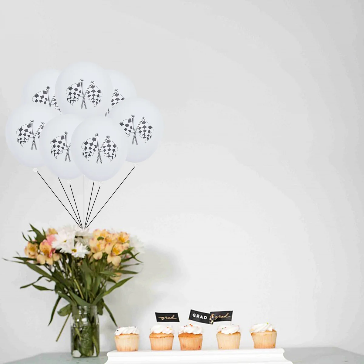 

10Pcs Checkered Racing Flag Balloons Premium Latex Racing Balloons for Car Party Decorations Birthday Supplies