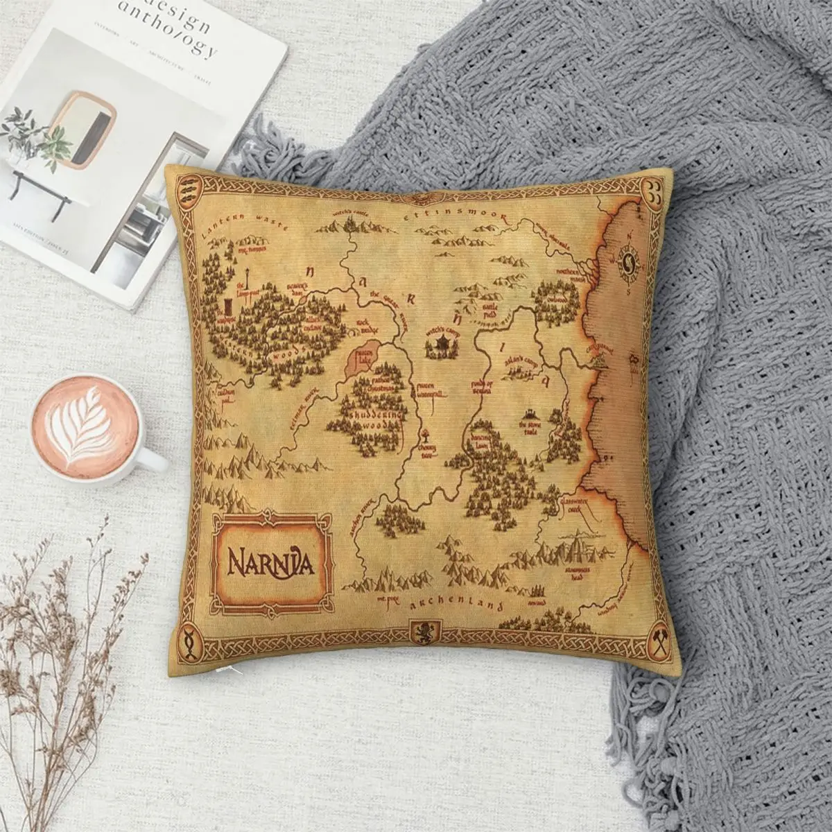 

Квадратная наволочка с картой Нарнии, наволочка, наволочка для домашнего дивана, гостиной