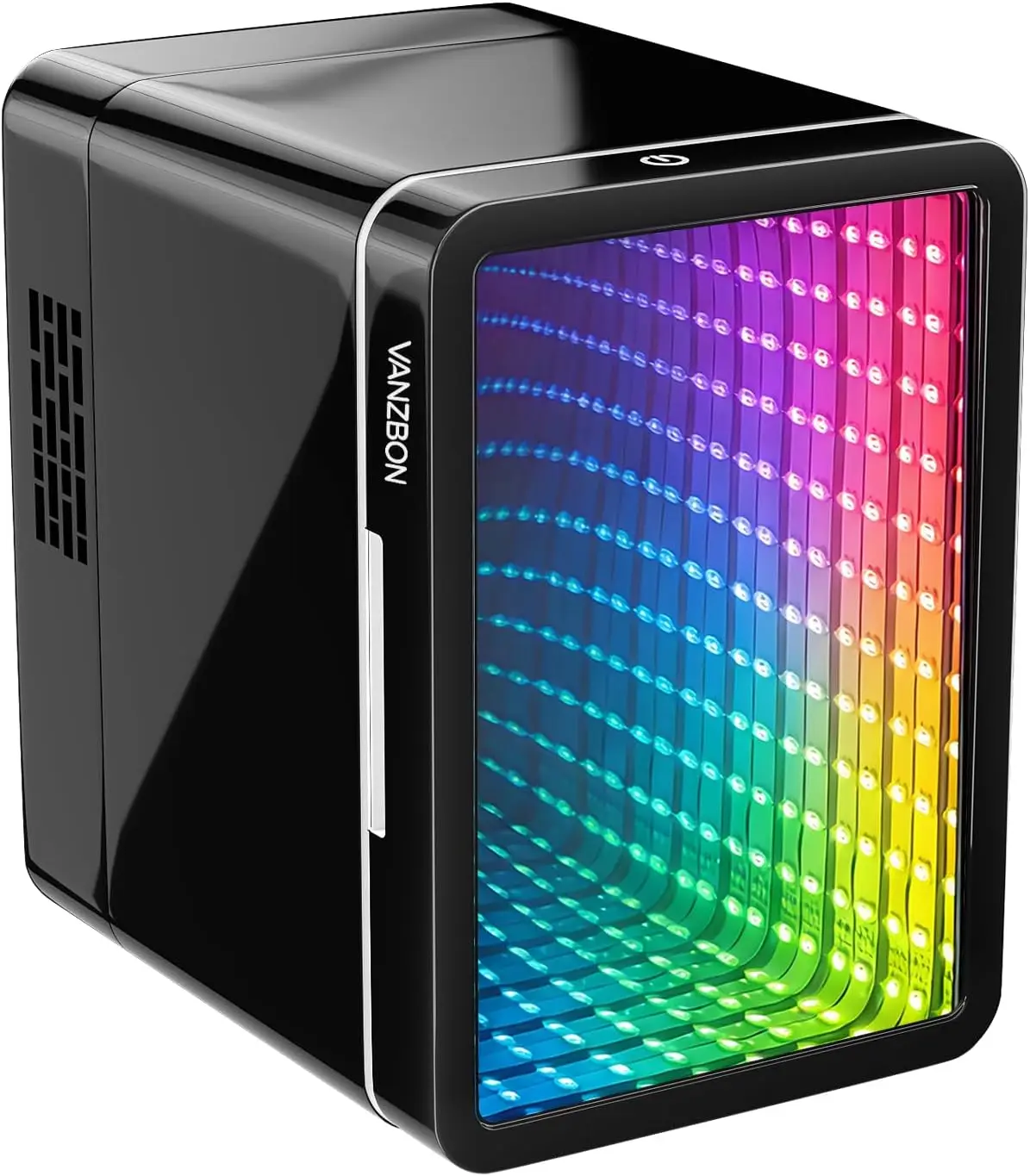 Mini Fridge 4L 6 Can Cooler & Warmer with LED Light, Mirror Door, for Bedroom Car Gaming