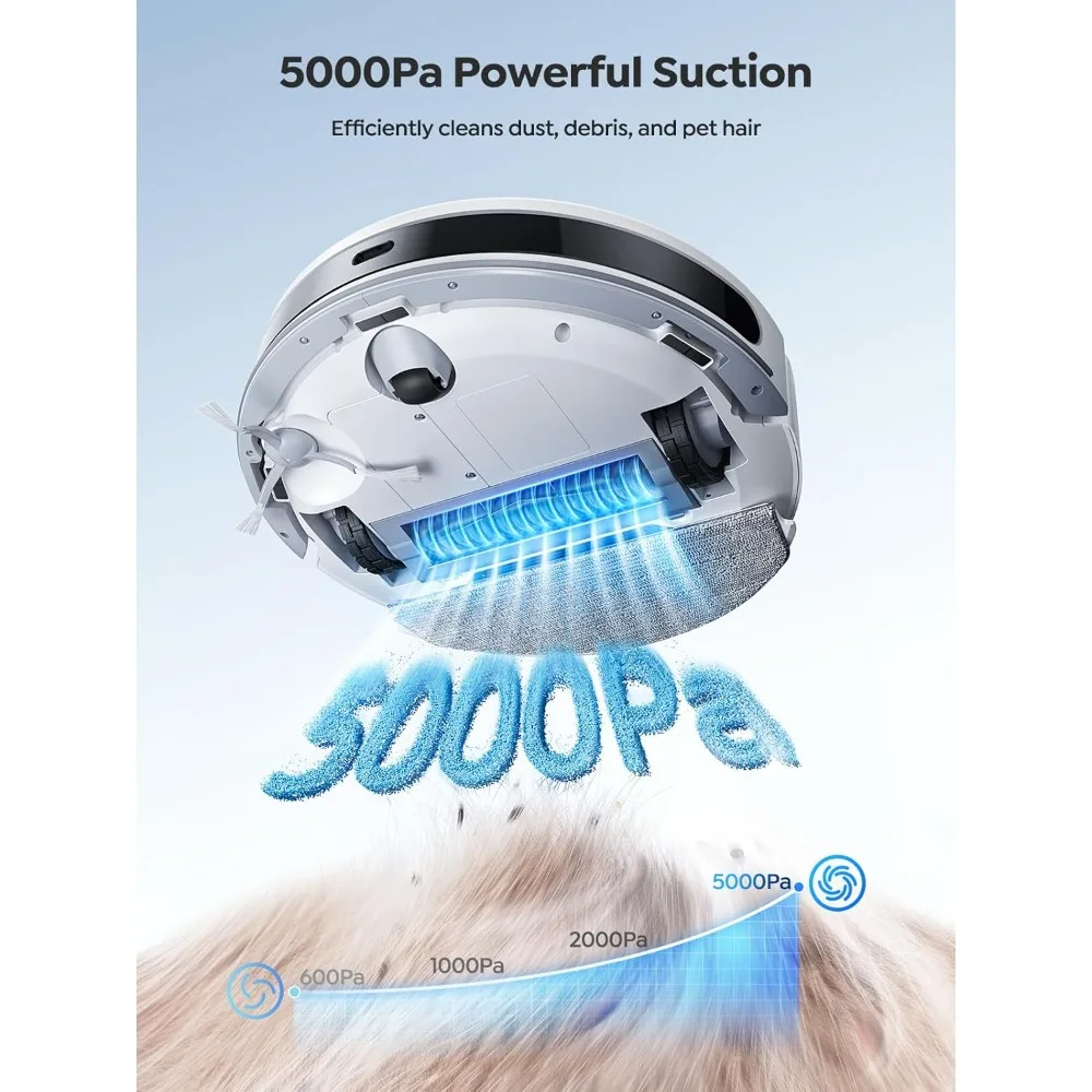 Robot Vacuum, 5000Pa Robot Vacuum and Mop, Smart Navigation, Ultra Slim Robot Vacuum Cleaner Self-Charging, Wi-Fi/App/Alexa Con