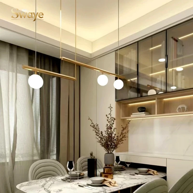 

Современные простые линейные светодиодные подвесные светильники, минималистичные высококачественные подвесные светильники, люстры для спальни, столовой, ресторана, украшения дома