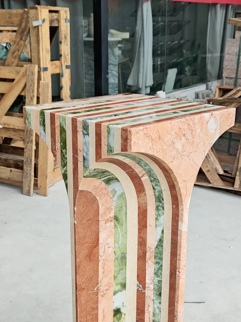 Natural stone stacked integral coffee table display stand suitable for hotel villa exhibition hall