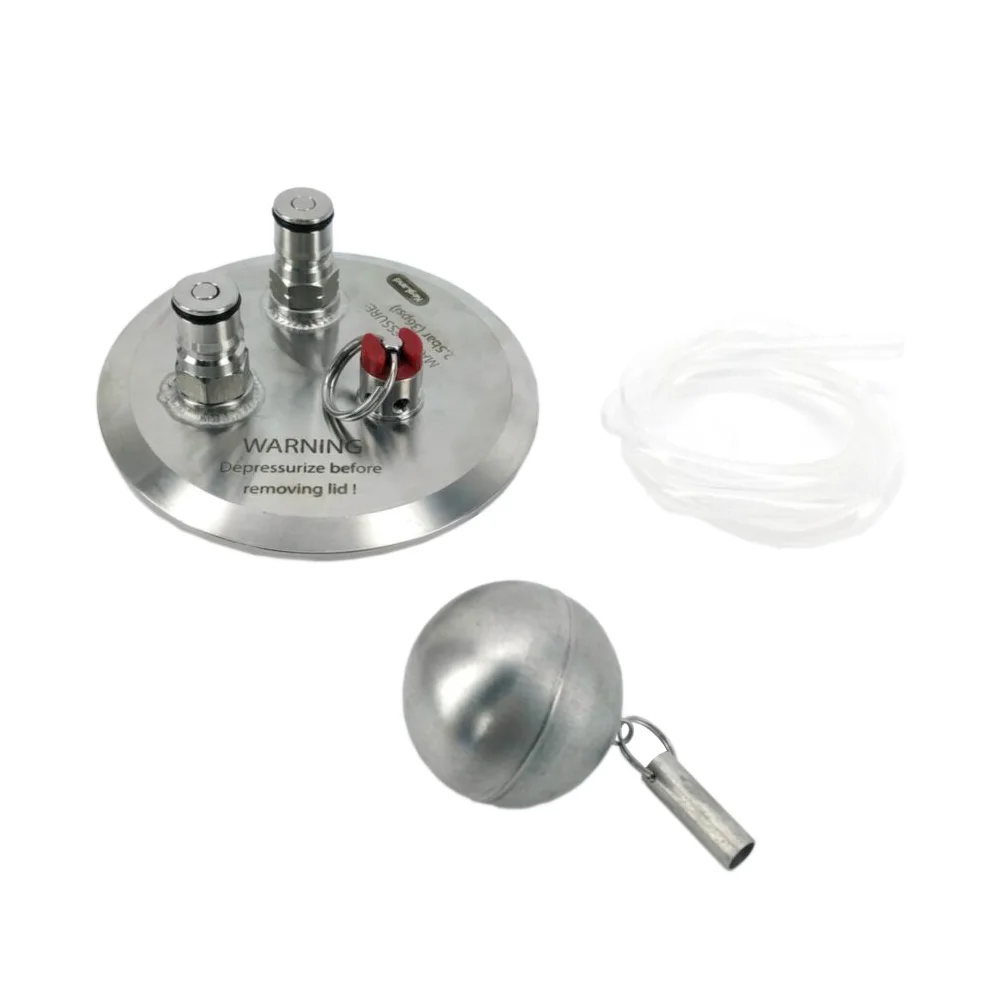 KegLand 4 Inch Tri-Clover Kegmenter Lid with  Balll Lock Posts Floating  Dip Tube and Pressure Relief Valve Beer Home Brewing