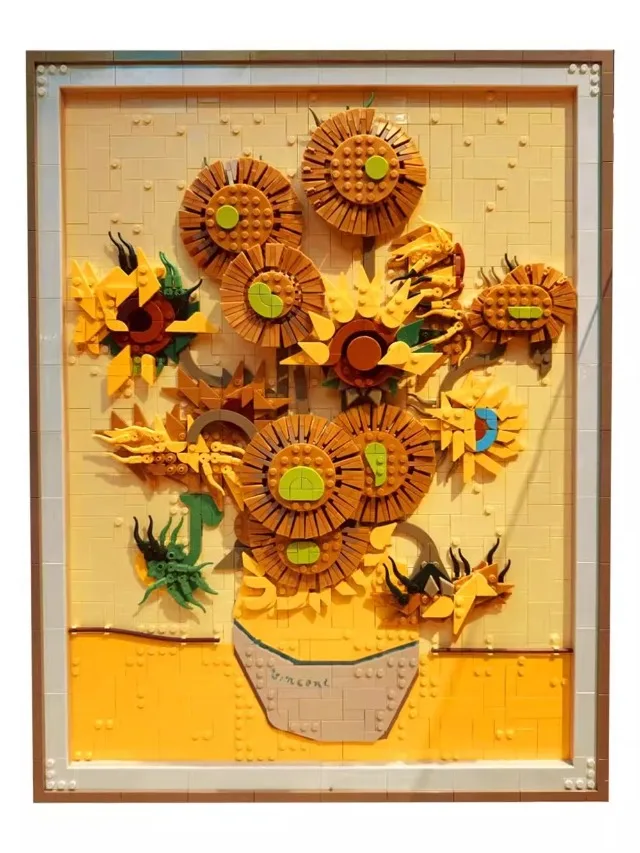 

2615 шт. Moc Винсент Гог Подсолнухи 3D художественная роспись строительные наборы кирпичей Diy креативные украшения кирпичи игрушки детский подарок