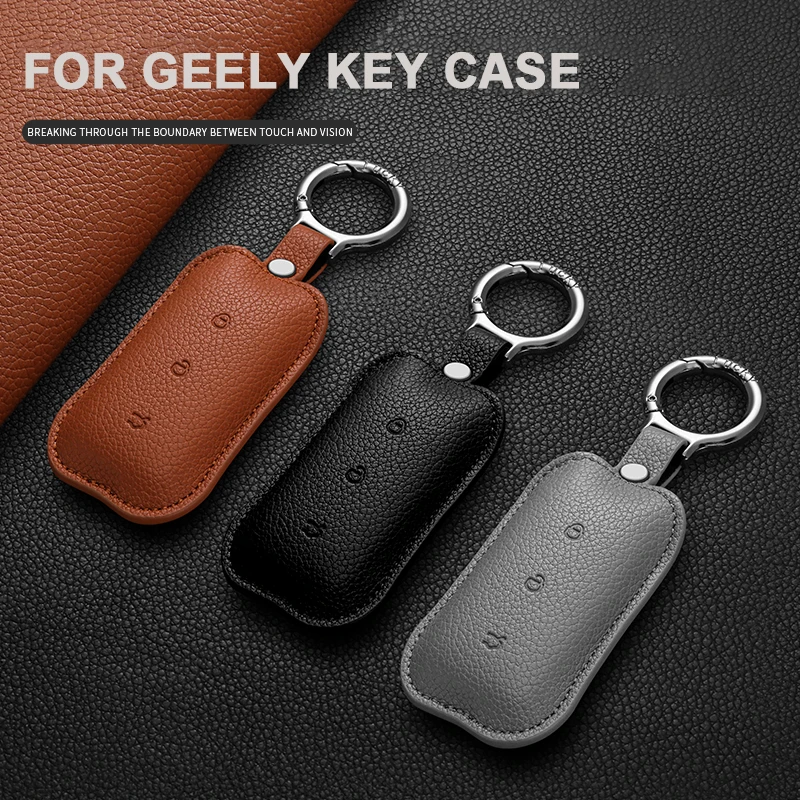 

For Geely Galaxy L7 2023 L6 MAX 1.5T Plus AIR PRO Leather Car Remote Key Case Cover Key Fob Shell Keychain Keyring Accessories