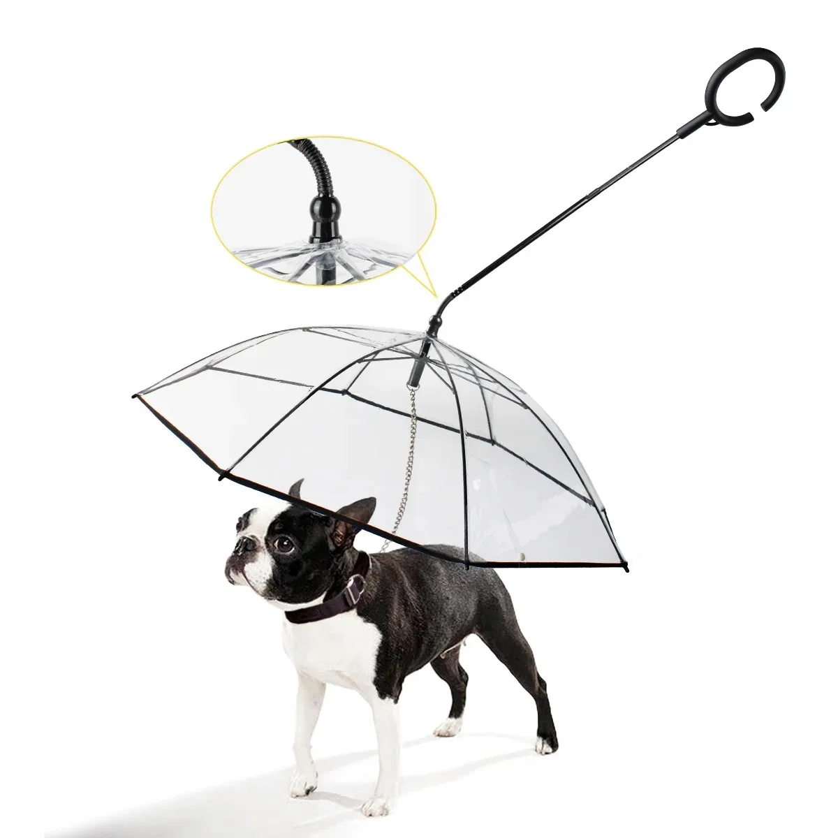 

C-type Transparent Umbrella for Pet, Adjustable Rainy Day, Dog Leash, Pet Products, Pet Products, Direct Sales