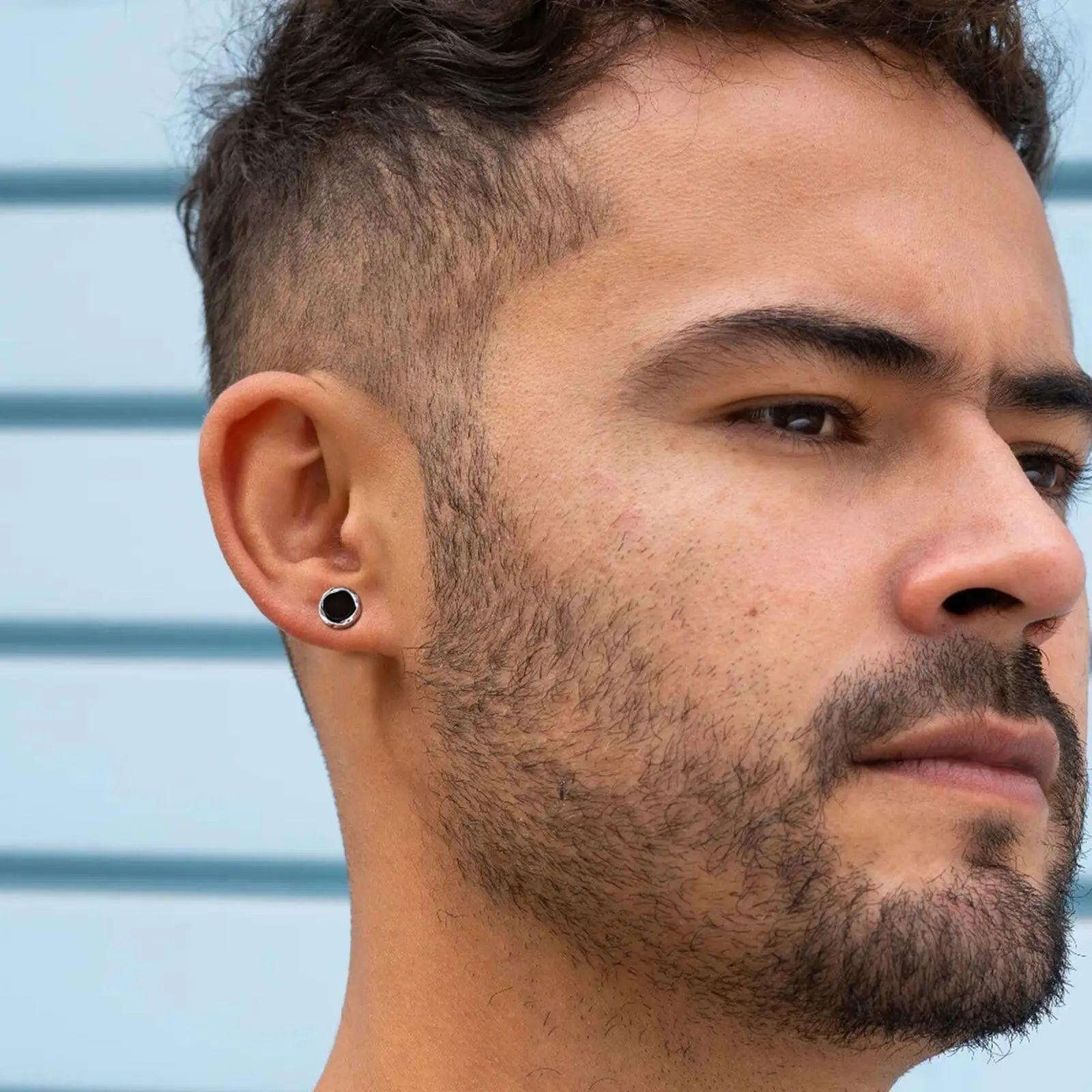 Small Huggies Earrings for Men Boys,Black Round Metal Stud Earrings,Hip Hop Jewerlry Gifts