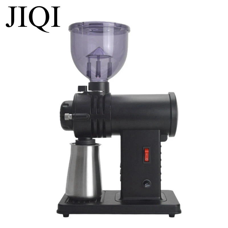 JIQI Electric Coffee grinder 10 File Adjustable Detachable Coffee Mill Stainless Steel sieve Flat Wheel Bean Grinding machine EU