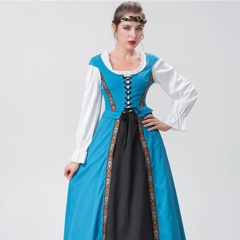 جديد الأوروبية القرون الوسطى خمر الأشرطة مشد فستان المحكمة مهرجان جديد المرأة تلعب فساتين مُصمم حسب الطلب