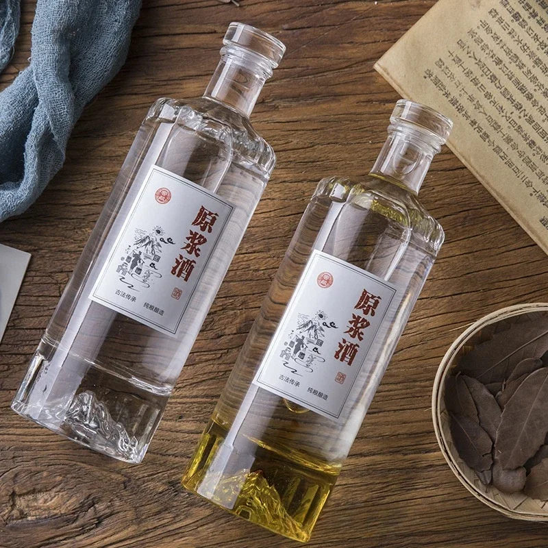500ml Liquor  Empty  One Pound Thickened Transparent Sealed Transparent Glass  Whiskey  Vodka Bottle