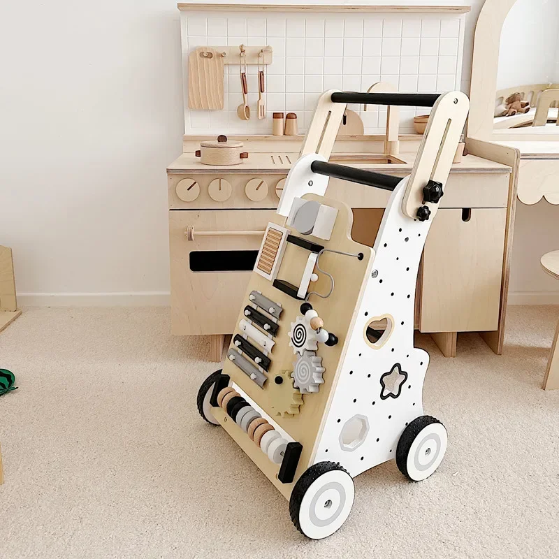 Baby walker, baby stroller, anti-O-shaped legs, anti-rollover walker, multi-functional wooden toy car