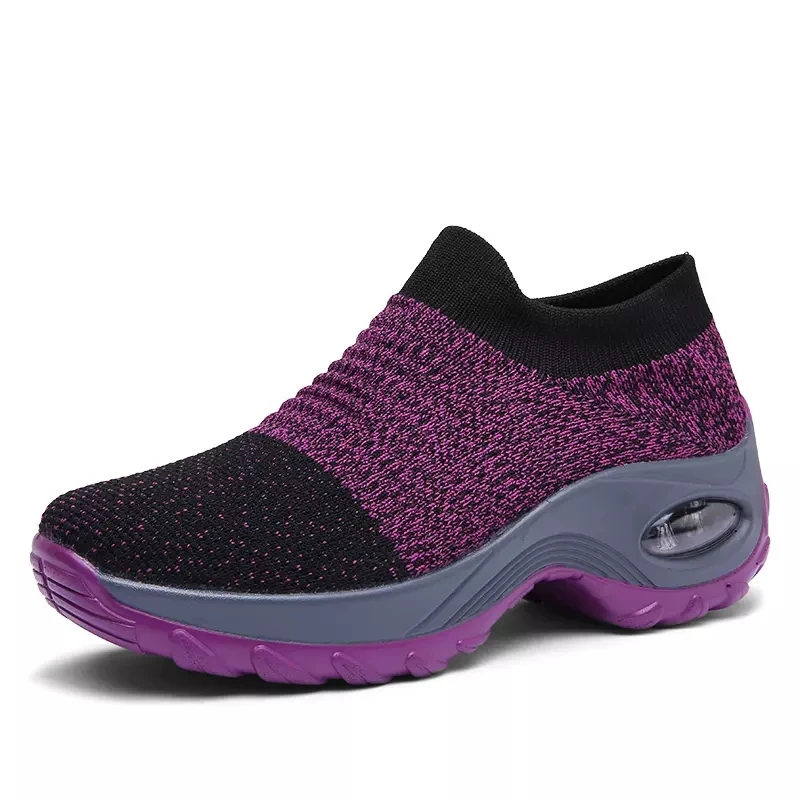 

Women's Air Cushion Sole Sneakers Lightweight Knitted Slip-On Shoes Breathable Casual Shoes