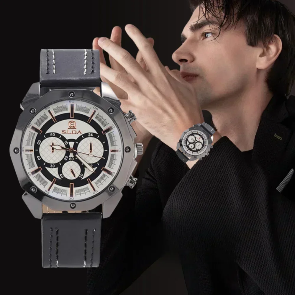 Fashion Casual Men Casual Watch Automatic Date Leather Belt High Quality Fashion Waterproof Casual Men Watch for Outdoor