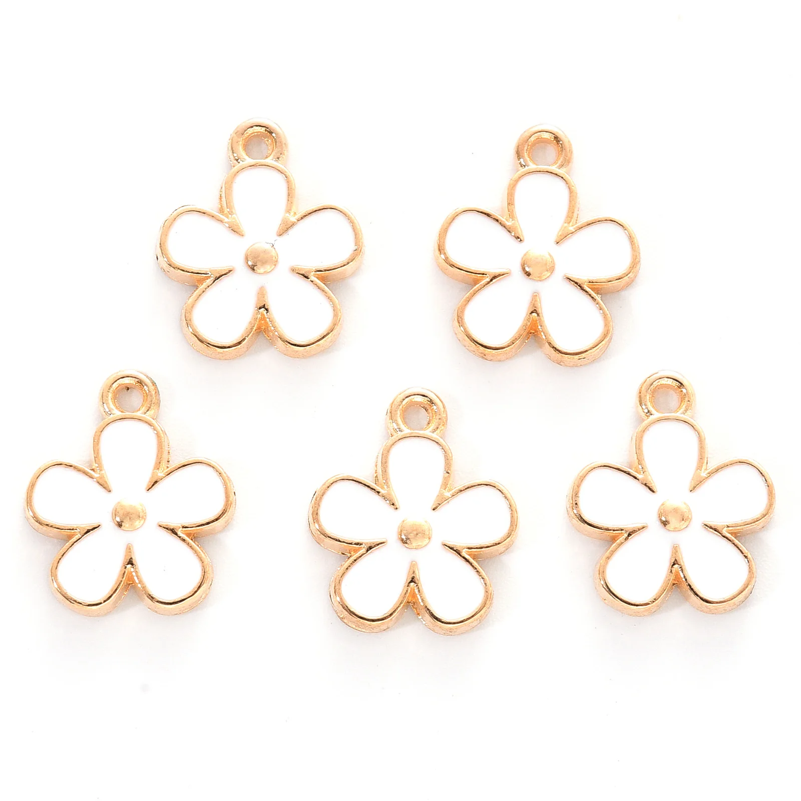 Mini breloques en émail en alliage de fleurs pour bricolage, boucles d'oreilles faites à la main, porte-clés, bijoux, accessoires exécutifs, 10 pièces