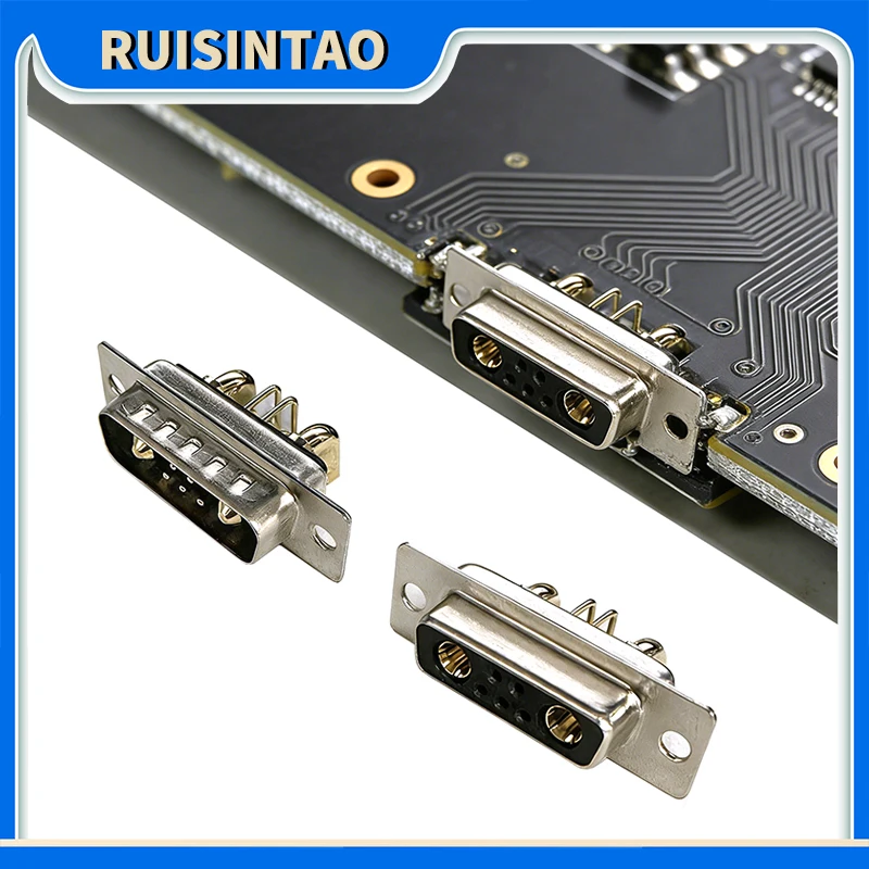 

7W2 10A/20A/30A/40A High Current Connector Male Female Curved Needle D-SUB Adapter PCB Solder Type