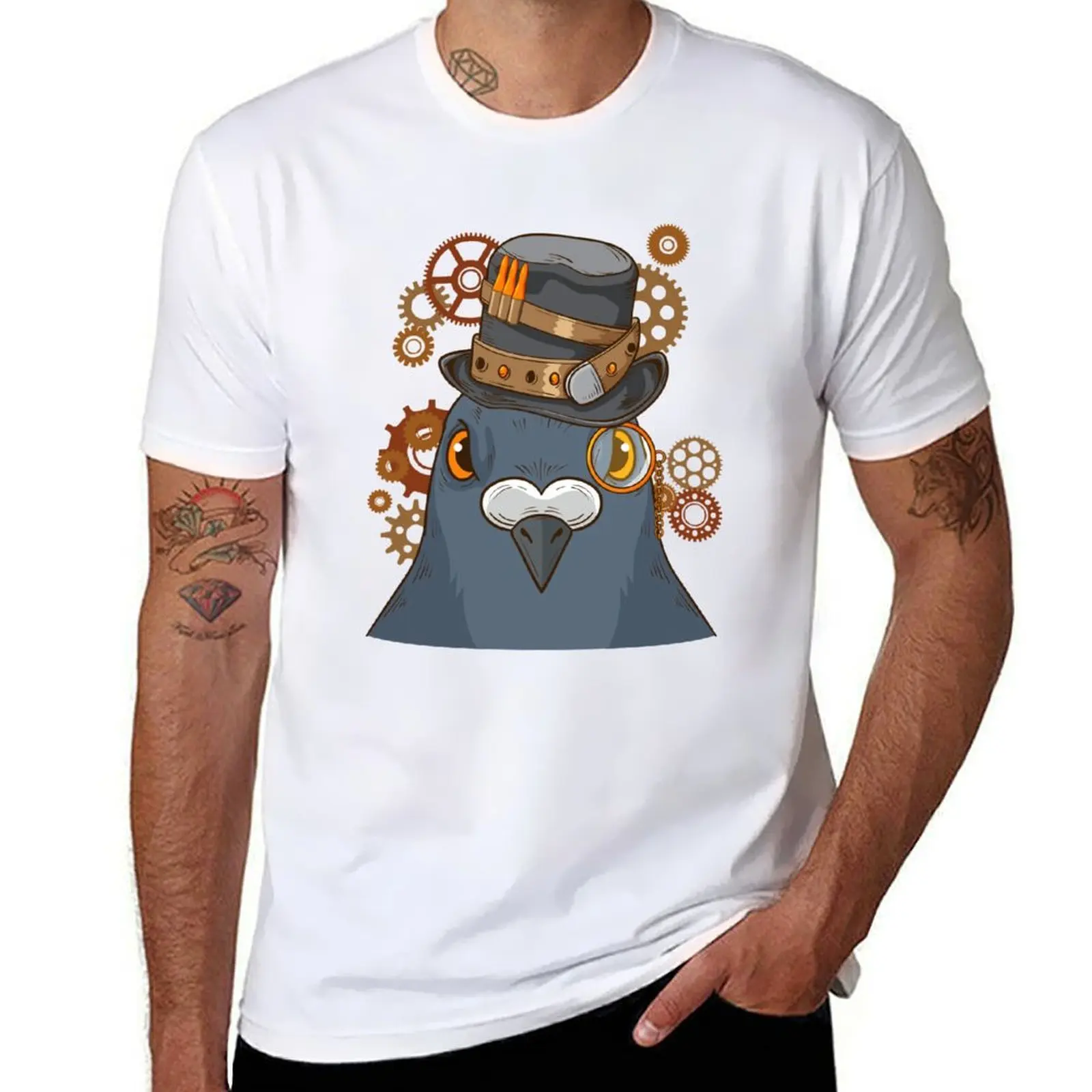 

Pigeon Breeding Steampunk Pigeon Racing Gift Men Pigeons T-Shirt Fashion Casual Short Sleeve T-Shirt