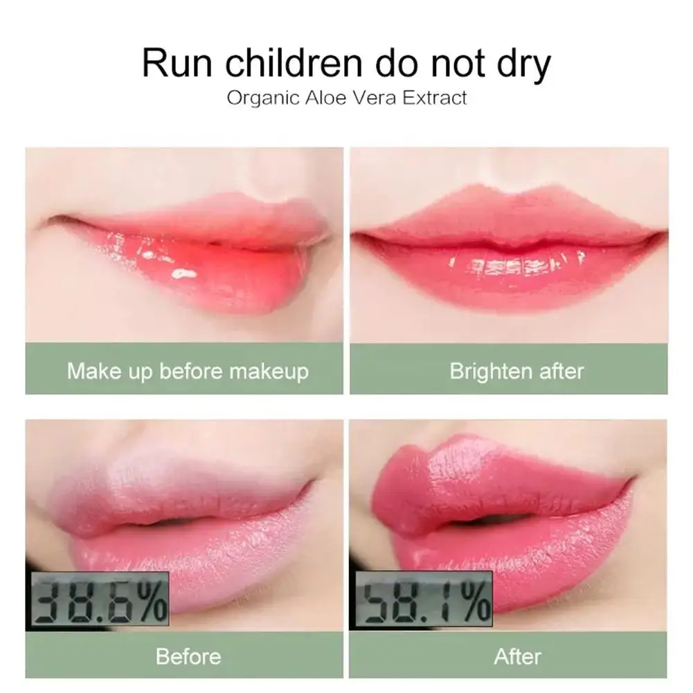 1 pçs à prova dwaterproof água mudança de cor batom de longa duração aloe vera batom hidratante cor nutritivo bálsamo labial para mulher