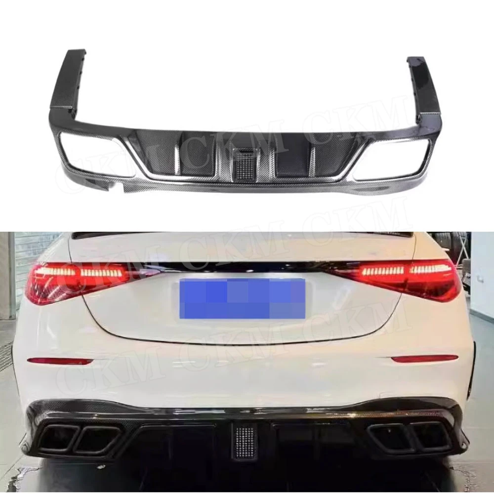 

Задние сплиттеры из углеродного волокна CKMUUER для Benz S Class W223 S450 S500 Sport 2021-2023 FRP, задний диффузор, спойлер со светодиодом