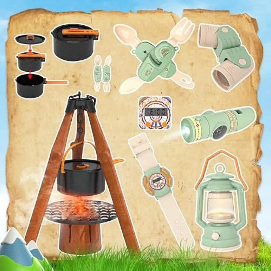 Camping-Set SMILESSKIDDO 41-teiliges Camping-Set für 3–5 Personen mit Pop-Up-Zelt – Spielen im Innen- und Außenbereich, Camping-Spielzeug für Kleinkinder
