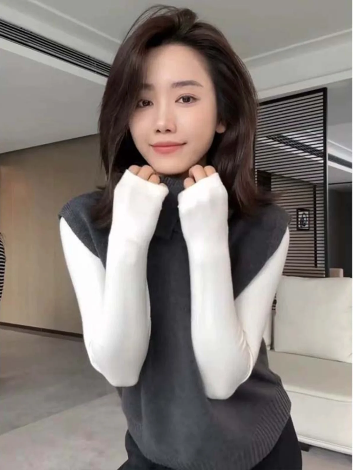 Ele Gilet lavorato a maglia semplice Gilet maglione strato base da donna Autunno Inverno Nuovo Sle Faionable Abbigliamento interno Top strato base