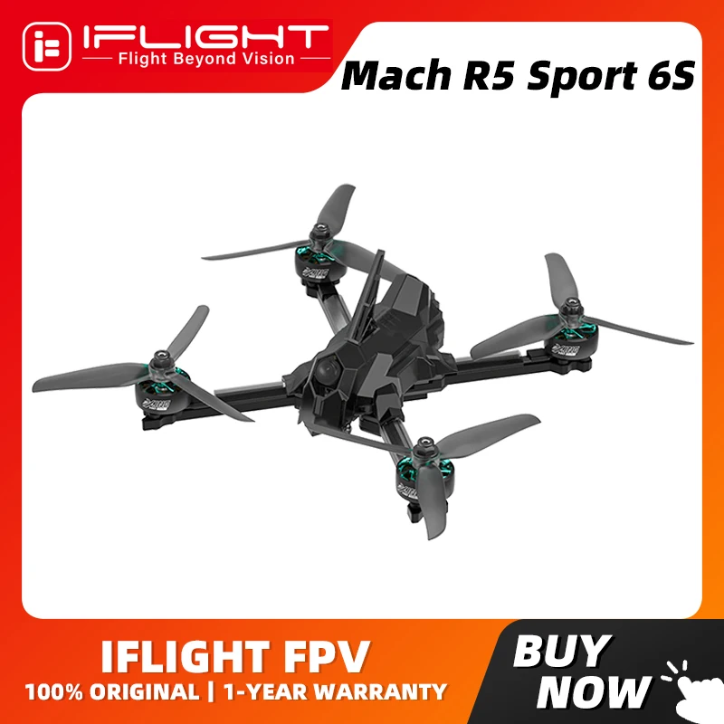 iFlight Mach R5 Sport Analog 6s FPV Race Canopy Drone BNF with BLITZ Mini F7 E55 - image 1 of 5