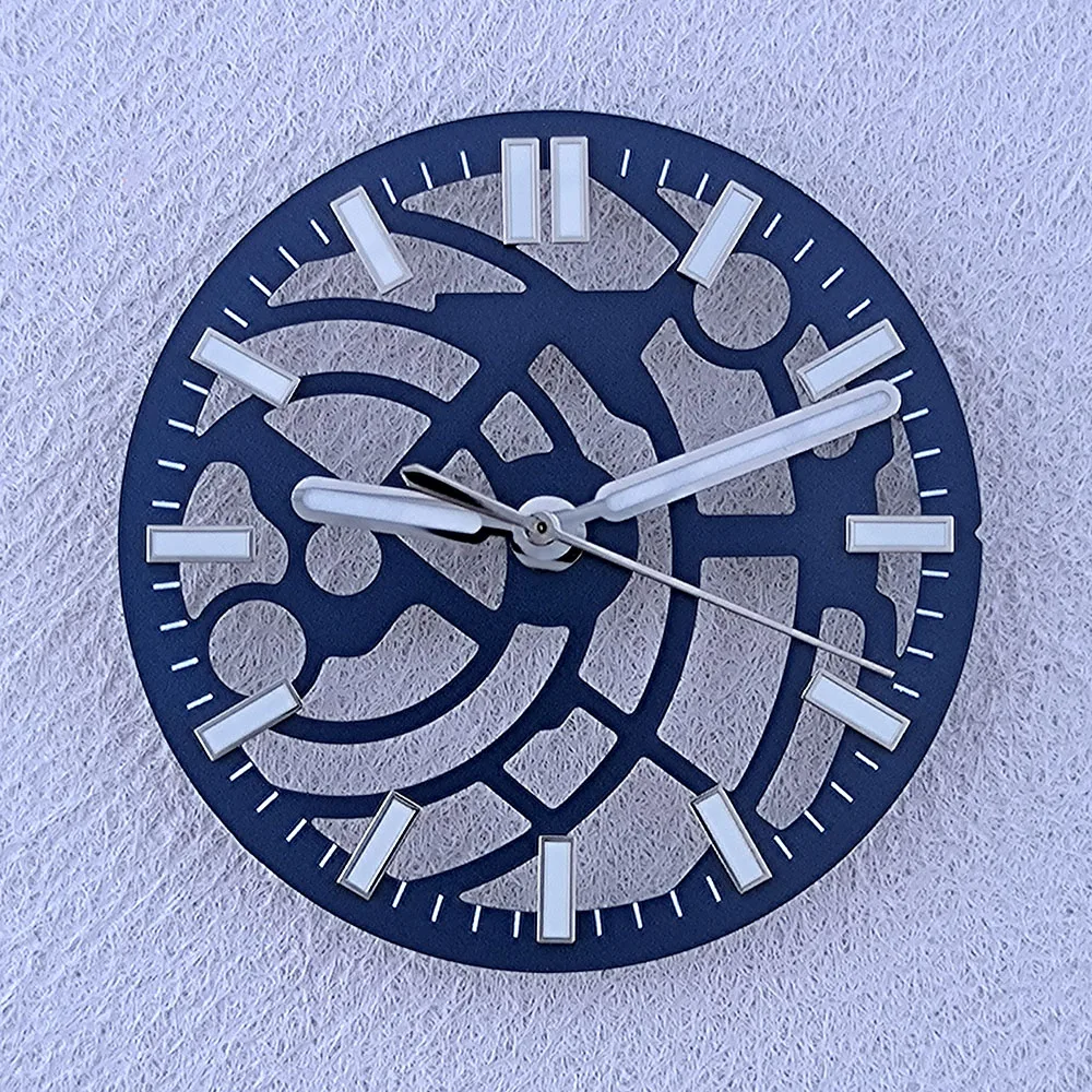 NH70 Полый циферблат для мужских часов, черный, синий циферблат, 28,5 мм, набор рук, синий светящийся циферблат, инструменты для ремонта механизмов NH70