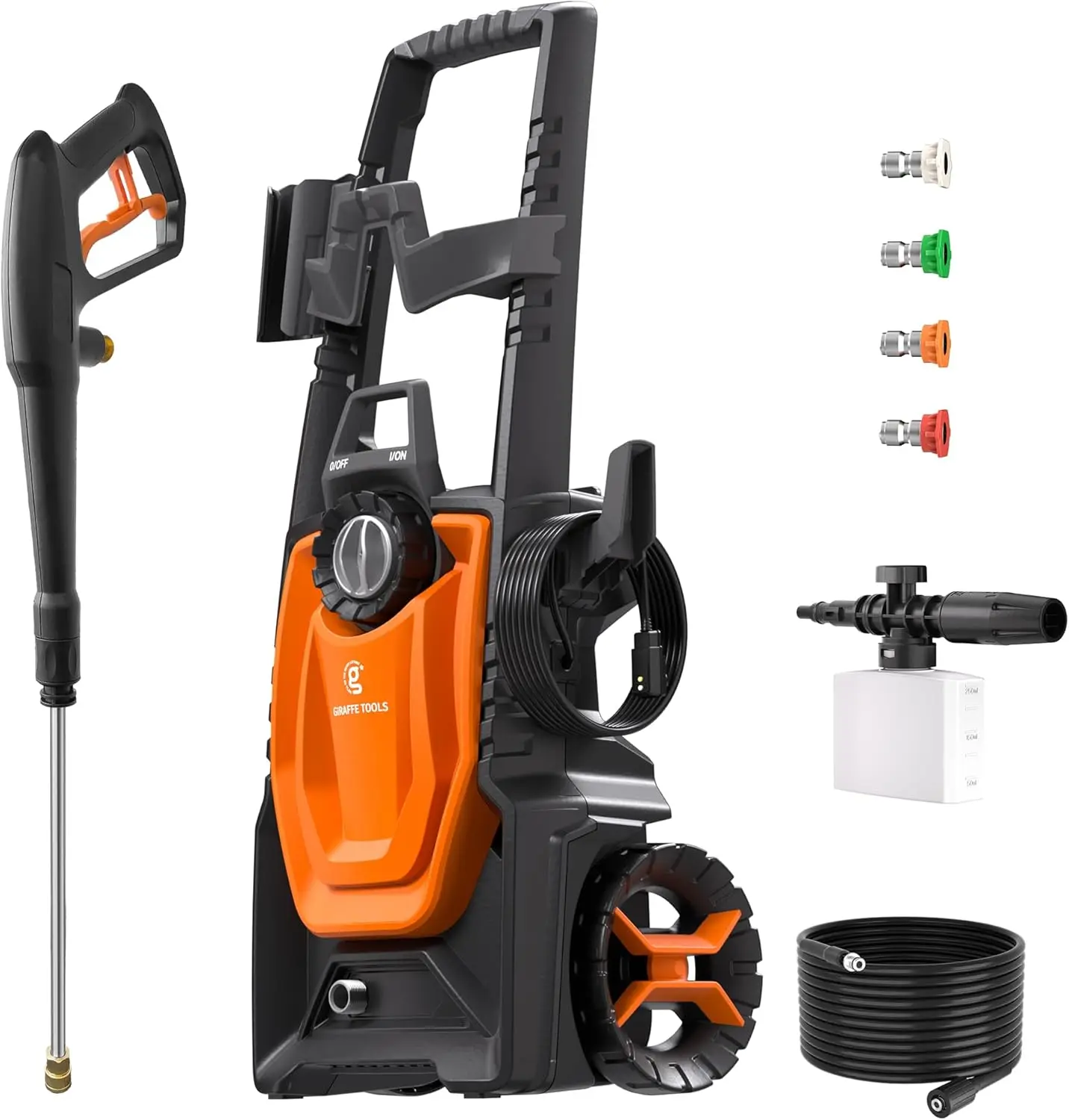 

2400 PSI 2.3 GPM Electric Pressure Washer with 4 Nozzles & Foam Cannon, 20FT Hose, Powerful Cleaner for Cars, Driveways, Fences