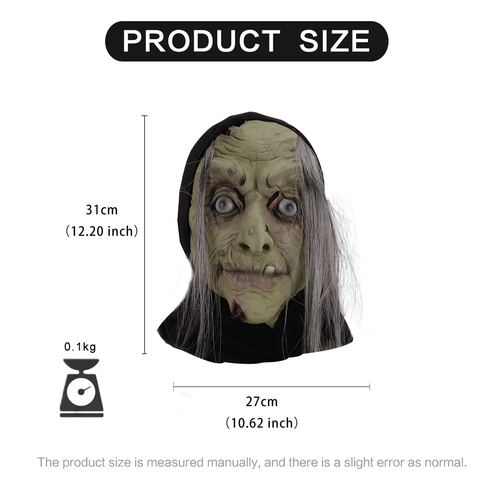 Maschera da strega antica horror Halloween Spaventosa vecchia donna Maschera in lattice a testa intera Masquerade Halloween Party Costume cosplay Puntelli