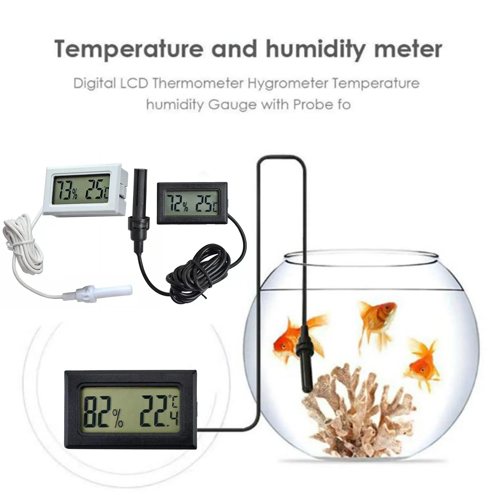 Embedded Temperature And Humidity Meter With Cable And Meter Screens FY-12 Electronic Humidity And Temperature Right Left H2C0