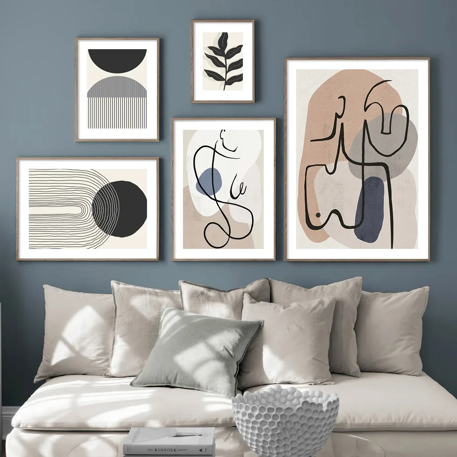 

Abstract Geometry Landscape Line Leaf Canvas Paintings Wall Art Pictures Posters and Prints for Living Room Office Home Decor